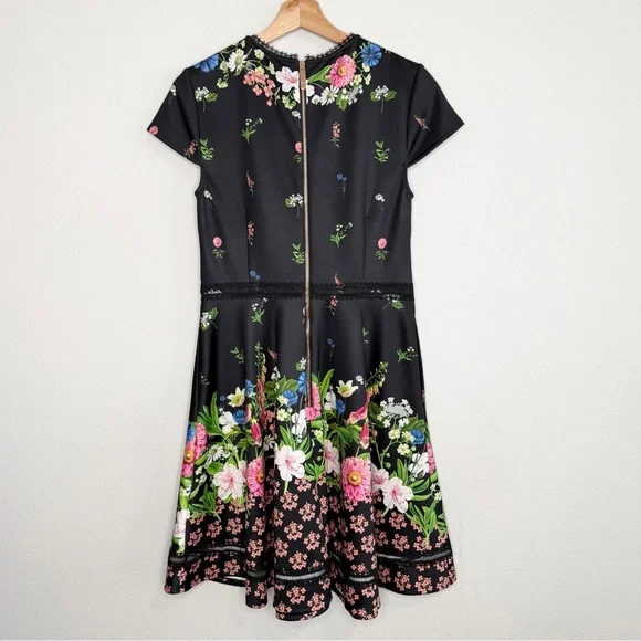 Ted Baker Women's Daissie Florence Trim Skater Dress in black Size 3 US 8-10 - Picture 3 of 5